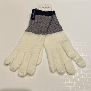 Women's Calvin Klein Text Enabled Colorblock Knit Gloves One Size Fits Most NWT
